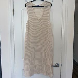 Old Navy Open Stitch Sleeveless Cream Midi Dress